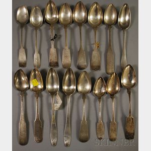 Approximately Seventeen American and European Coin Silver Spoons