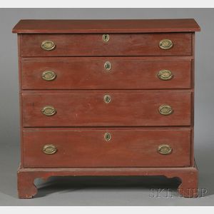 Salmon Red-painted Chest of Four Drawers