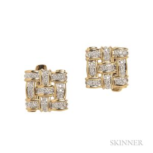 18kt Gold and Diamond Cuff Links