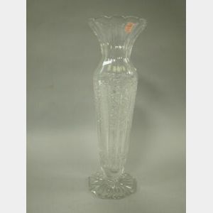 Tall Colorless Cut Glass Vase.
