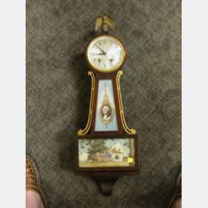 Seth Thomas Mahogany George Washington/ Mount Vernon Banjo Timepiece.