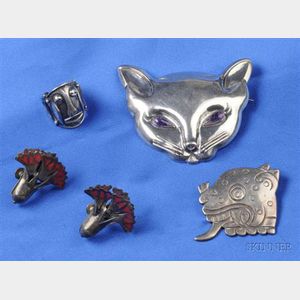 Group of Three Silver Jewelry Items, Mexico