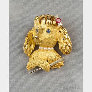 18kt Gold Gem-set Poodle Brooch