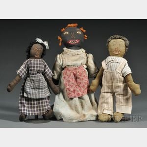 Three Cloth Black Figure Dolls