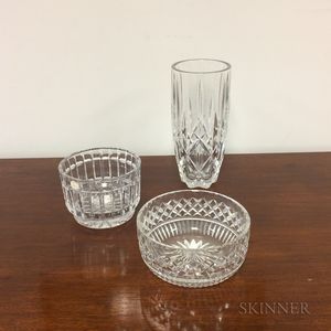 Cut Glass Vase and Two Bowls
