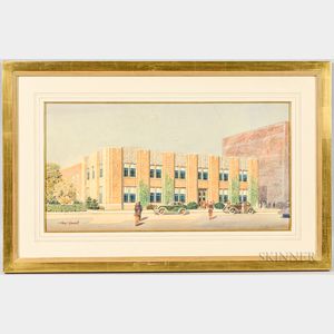 J. Floyd Yewell (American, 1885-1963) Architectural Watercolor Rendering
