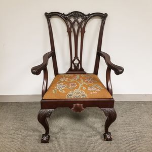 Chippendale-style Carved Mahogany Armchair