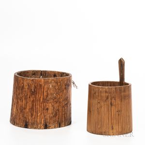 Two Small Tree Trunk Containers