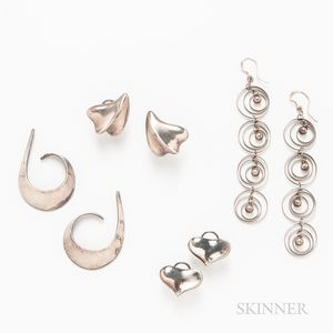 Four Pairs of Sterling Silver Earrings