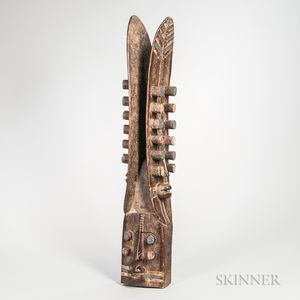 Grebo-style Polychrome Carved Wood Tall Mask