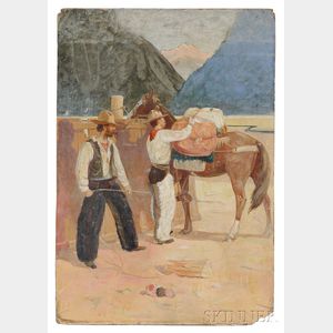 Attributed to Gerald Ira Diamond Cassidy (American, 1869-1934) Cowboys Loading Their Gear