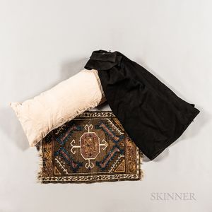Linen Bolster, Black Cloak, and Table Rug