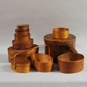 Ten Round and Oval Storage Boxes