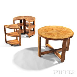 Art Deco Five-piece Burlwood Veneer Table