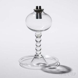 Colorless Free-blown Globe Whale Oil Lamp