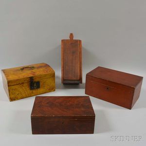 Four Mostly Painted Wooden Boxes