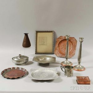 Ten Pieces of Copper and Pewter Tableware