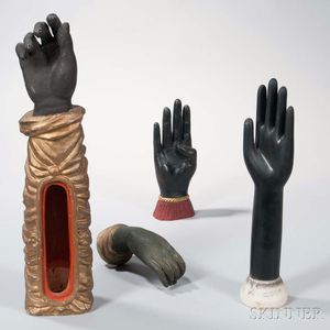 Four Black Sculptural Hands