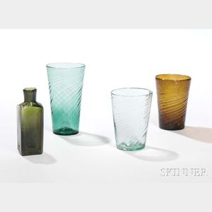Three Flip Glasses and a Square Bottle