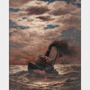 James Gale Tyler (American, 1855-1931) Tug on Moonlit Waters