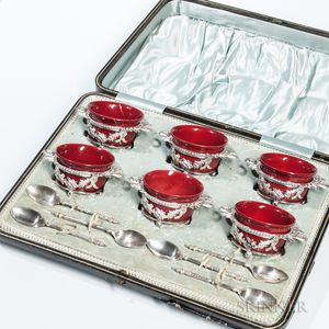 Boxed Set of Edward VII Salt Cellars and Spoons