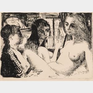 Paul Delvaux (Belgian, 1897-1994) Les trois femmes