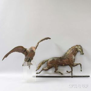 Molded Copper Eagle and Horse Weathervanes