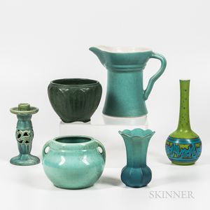 Six Pieces of Glazed Art Pottery