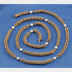 14kt Gold and Cultured Pearl Chain