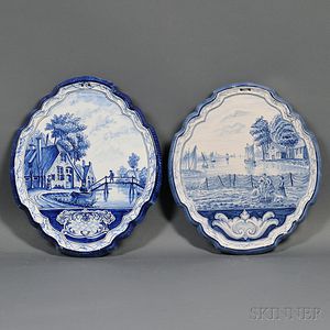 Two Dutch Delft Blue and White Wall Plaques