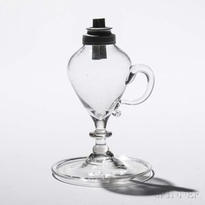 Colorless Free-blown Whale Oil Chamber Lamp