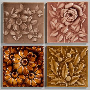Four American Encaustic Tiling Co. Art Pottery Tiles