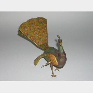 German Lithographed Tin Peacock