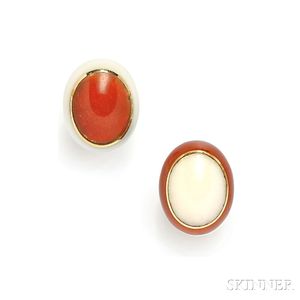 18kt Gold and Hardstone Earclips, Tiffany & Co.