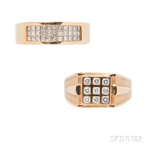 Two Gold and Diamond Men's Rings