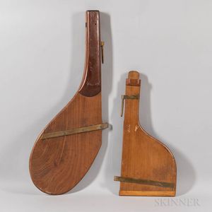 Two Teak and Brass Boat Rudders