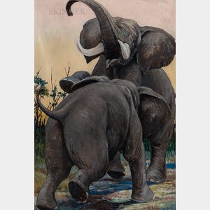 Charles Livingston Bull (American, 1874-1932) Elephants
