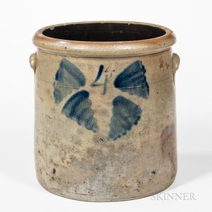 Four-gallon Cobalt-decorated Stoneware Crock