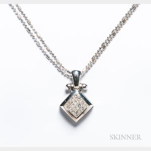 18kt White Gold and Invisibly Set Diamond Pendant