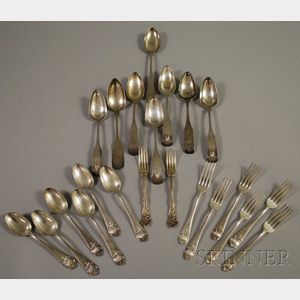 Approximately Twenty-two Sterling and Coin Silver Flatware Items