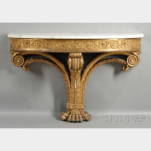 Demilune Marble-top and Carved Giltwood Console Table