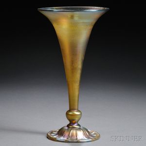 Tiffany Furnaces Gold Favrile Trumpet Vase