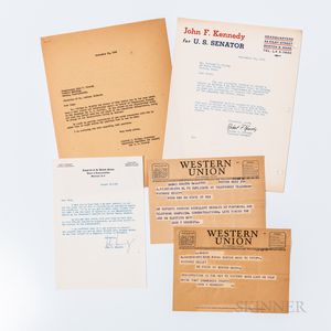 Five Documents Relating to Congressman John F. Kennedy's 1952 Senatorial Campaign.