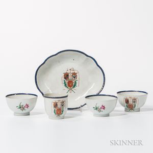 Five Export Porcelain "Triple Alliance" Table Items