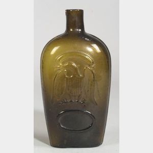 Olive-amber Glass Quart Flask