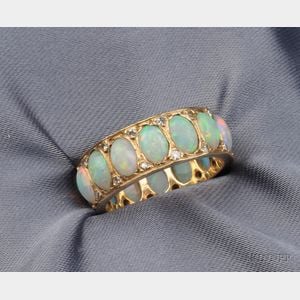 14kt Gold, Opal, and Diamond Band