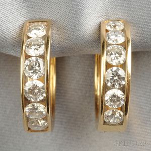 14kt Gold and Diamond Hoop Earrings