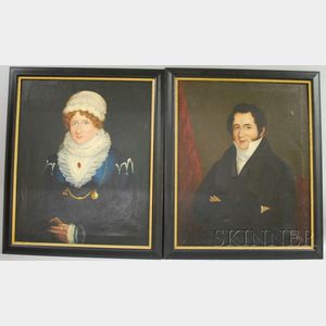 American School, 19th Century Pair of Ancestral Portraits