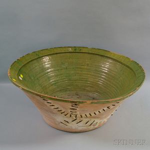 Large Green-glazed Earthenware Make-do Bowl