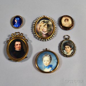 Six Assorted Framed Portrait Miniatures